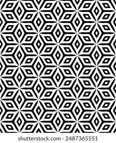 Schwarz-Weiß nahtloses abstraktes Muster. Hintergrund und Hintergrund. Graustufen-Zierdesign. Mosaikverzierungen. Grafik-Illustration der Vektorgrafik. EPS10.