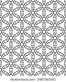 Black and white seamless abstract pattern. Background and backdrop. Grayscale ornamental design. Mosaic ornaments. Vector graphic illustration. EPS10.