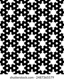 Black and white seamless abstract pattern. Background and backdrop. Grayscale ornamental design. Mosaic ornaments. Vector graphic illustration. EPS10.