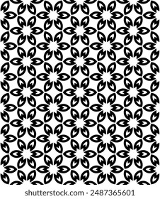 Black and white seamless abstract pattern. Background and backdrop. Grayscale ornamental design. Mosaic ornaments. Vector graphic illustration. EPS10.