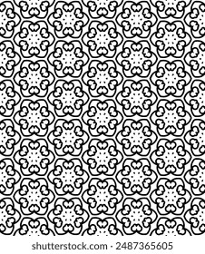 Black and white seamless abstract pattern. Background and backdrop. Grayscale ornamental design. Mosaic ornaments. Vector graphic illustration. EPS10.