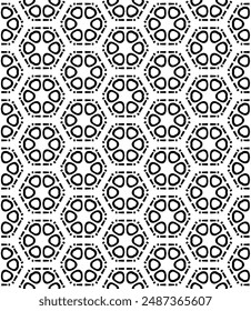 Black and white seamless abstract pattern. Background and backdrop. Grayscale ornamental design. Mosaic ornaments. Vector graphic illustration. EPS10.