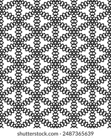 Black and white seamless abstract pattern. Background and backdrop. Grayscale ornamental design. Mosaic ornaments. Vector graphic illustration. EPS10.
