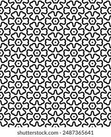 Black and white seamless abstract pattern. Background and backdrop. Grayscale ornamental design. Mosaic ornaments. Vector graphic illustration. EPS10.