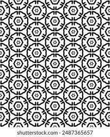 Black and white seamless abstract pattern. Background and backdrop. Grayscale ornamental design. Mosaic ornaments. Vector graphic illustration. EPS10.