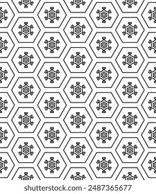 Patrón abstracto sin costuras blanco y negro. Fondo y telón de fondo. Diseño ornamental en escala de grises. Adornos en mosaico. Ilustración gráfica Vector. EPS10.