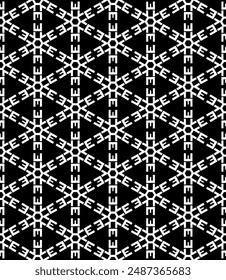 Black and white seamless abstract pattern. Background and backdrop. Grayscale ornamental design. Mosaic ornaments. Vector graphic illustration. EPS10.