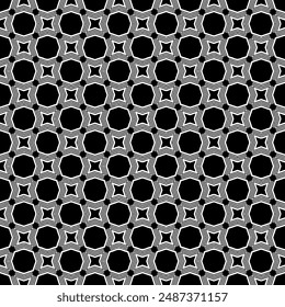 Black and white seamless abstract pattern. Background and backdrop. Grayscale ornamental design. Mosaic ornaments. Vector graphic illustration. EPS10.