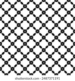 Black and white seamless abstract pattern. Background and backdrop. Grayscale ornamental design. Mosaic ornaments. Vector graphic illustration. EPS10.