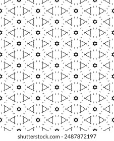 Patrón abstracto sin costuras blanco y negro. Fondo y telón de fondo. Diseño ornamental en escala de grises. Adornos en mosaico. Ilustración gráfica Vector. EPS10.