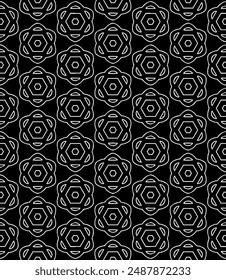 Black and white seamless abstract pattern. Background and backdrop. Grayscale ornamental design. Mosaic ornaments. Vector graphic illustration. EPS10.