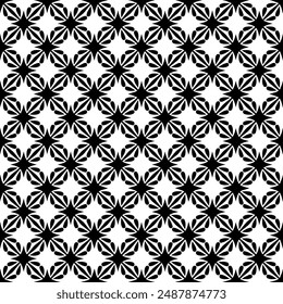 Black and white seamless abstract pattern. Background and backdrop. Grayscale ornamental design. Mosaic ornaments. Vector graphic illustration. EPS10.