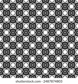 Black and white seamless abstract pattern. Background and backdrop. Grayscale ornamental design. Mosaic ornaments. Vector graphic illustration. EPS10.