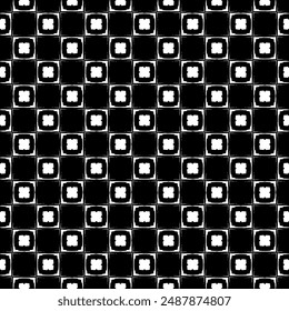Black and white seamless abstract pattern. Background and backdrop. Grayscale ornamental design. Mosaic ornaments. Vector graphic illustration. EPS10.