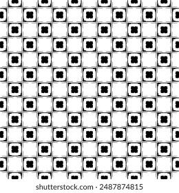 Black and white seamless abstract pattern. Background and backdrop. Grayscale ornamental design. Mosaic ornaments. Vector graphic illustration. EPS10.