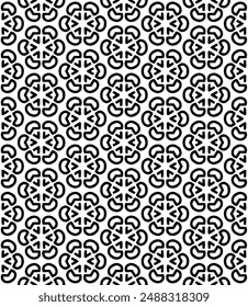 Black and white seamless abstract pattern. Background and backdrop. Grayscale ornamental design. Mosaic ornaments. Vector graphic illustration. EPS10.