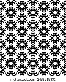 Black and white seamless abstract pattern. Background and backdrop. Grayscale ornamental design. Mosaic ornaments. Vector graphic illustration. EPS10.