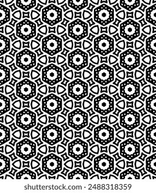 Schwarz-Weiß nahtloses abstraktes Muster. Hintergrund und Hintergrund. Graustufen-Zierdesign. Mosaikverzierungen. Grafik-Illustration der Vektorgrafik. EPS10.