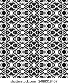 Black and white seamless abstract pattern. Background and backdrop. Grayscale ornamental design. Mosaic ornaments. Vector graphic illustration. EPS10.