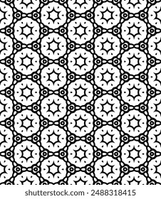 Black and white seamless abstract pattern. Background and backdrop. Grayscale ornamental design. Mosaic ornaments. Vector graphic illustration. EPS10.