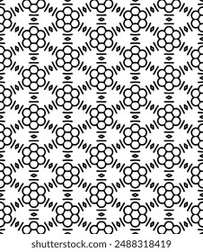 Patrón abstracto sin costuras blanco y negro. Fondo y telón de fondo. Diseño ornamental en escala de grises. Adornos en mosaico. Ilustración gráfica Vector. EPS10.