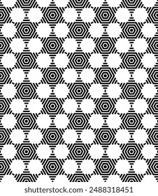 Black and white seamless abstract pattern. Background and backdrop. Grayscale ornamental design. Mosaic ornaments. Vector graphic illustration. EPS10.