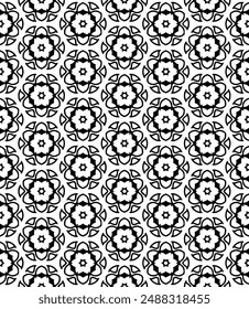 Patrón abstracto sin costuras blanco y negro. Fondo y telón de fondo. Diseño ornamental en escala de grises. Adornos en mosaico. Ilustración gráfica Vector. EPS10.