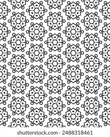 Patrón abstracto sin costuras blanco y negro. Fondo y telón de fondo. Diseño ornamental en escala de grises. Adornos en mosaico. Ilustración gráfica Vector. EPS10.