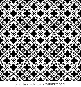 Black and white seamless abstract pattern. Background and backdrop. Grayscale ornamental design. Mosaic ornaments. Vector graphic illustration. EPS10.