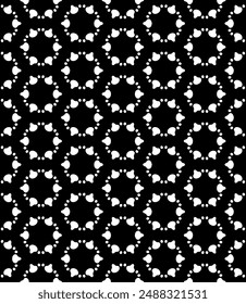 Patrón abstracto sin costuras blanco y negro. Fondo y telón de fondo. Diseño ornamental en escala de grises. Adornos en mosaico. Ilustración gráfica Vector. EPS10.