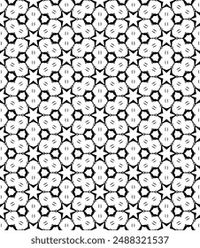 Black and white seamless abstract pattern. Background and backdrop. Grayscale ornamental design. Mosaic ornaments. Vector graphic illustration. EPS10.