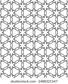 Black and white seamless abstract pattern. Background and backdrop. Grayscale ornamental design. Mosaic ornaments. Vector graphic illustration. EPS10.