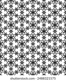 Patrón abstracto sin costuras blanco y negro. Fondo y telón de fondo. Diseño ornamental en escala de grises. Adornos en mosaico. Ilustración gráfica Vector. EPS10.