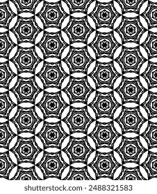 Black and white seamless abstract pattern. Background and backdrop. Grayscale ornamental design. Mosaic ornaments. Vector graphic illustration. EPS10.