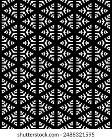 Black and white seamless abstract pattern. Background and backdrop. Grayscale ornamental design. Mosaic ornaments. Vector graphic illustration. EPS10.