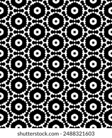 Black and white seamless abstract pattern. Background and backdrop. Grayscale ornamental design. Mosaic ornaments. Vector graphic illustration. EPS10.