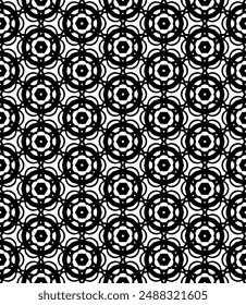 Patrón abstracto sin costuras blanco y negro. Fondo y telón de fondo. Diseño ornamental en escala de grises. Adornos en mosaico. Ilustración gráfica Vector. EPS10.