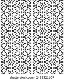 Black and white seamless abstract pattern. Background and backdrop. Grayscale ornamental design. Mosaic ornaments. Vector graphic illustration. EPS10.