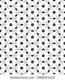 Patrón abstracto sin costuras blanco y negro. Fondo y telón de fondo. Diseño ornamental en escala de grises. Adornos en mosaico. Ilustración gráfica Vector. EPS10.