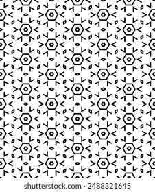 Black and white seamless abstract pattern. Background and backdrop. Grayscale ornamental design. Mosaic ornaments. Vector graphic illustration. EPS10.