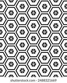 Black and white seamless abstract pattern. Background and backdrop. Grayscale ornamental design. Mosaic ornaments. Vector graphic illustration. EPS10.