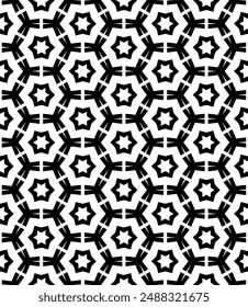 Black and white seamless abstract pattern. Background and backdrop. Grayscale ornamental design. Mosaic ornaments. Vector graphic illustration. EPS10.