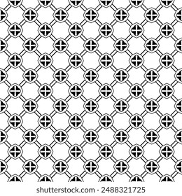 Black and white seamless abstract pattern. Background and backdrop. Grayscale ornamental design. Mosaic ornaments. Vector graphic illustration. EPS10.
