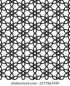 Black and white seamless abstract pattern. Background and backdrop. Grayscale ornamental design. Mosaic ornaments. Vector graphic illustration. EPS10.