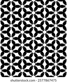 Black and white seamless abstract pattern. Background and backdrop. Grayscale ornamental design. Mosaic ornaments. Vector graphic illustration. EPS10.