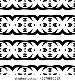 Black and white seamless abstract pattern. Background and backdrop. Grayscale ornamental design. Mosaic ornaments. Vector graphic illustration. EPS10.