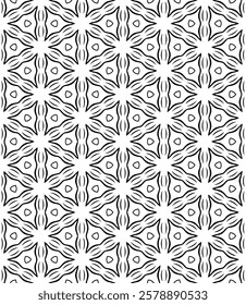 Black and white seamless abstract pattern. Background and backdrop. Grayscale ornamental design. Mosaic ornaments. Vector graphic illustration. EPS10.