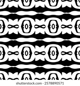 Black and white seamless abstract pattern. Background and backdrop. Grayscale ornamental design. Mosaic ornaments. Vector graphic illustration. EPS10.