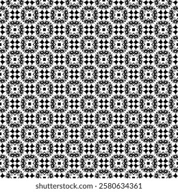 Black and white seamless abstract pattern. Background and backdrop. Grayscale ornamental design. Mosaic ornaments. Vector graphic illustration. EPS10.