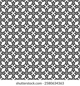 Black and white seamless abstract pattern. Background and backdrop. Grayscale ornamental design. Mosaic ornaments. Vector graphic illustration. EPS10.